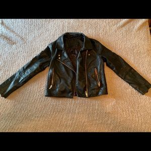 Vegan Leather Moto Jacket with Rose Gold Hardware
